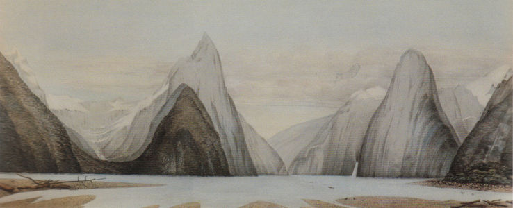 Flickr Photo Download: Milford Sound looking north-west from Freshwater Basin, John Buchanan, 1863