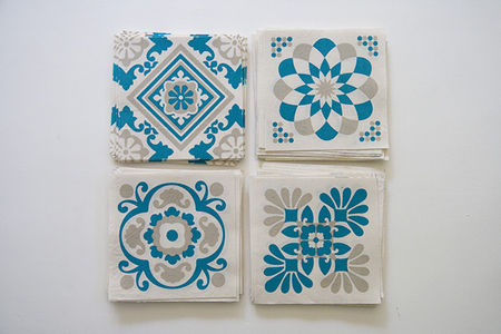 Flickr Photo Download: Screenprinted tiles on cotton (in beige   teal)