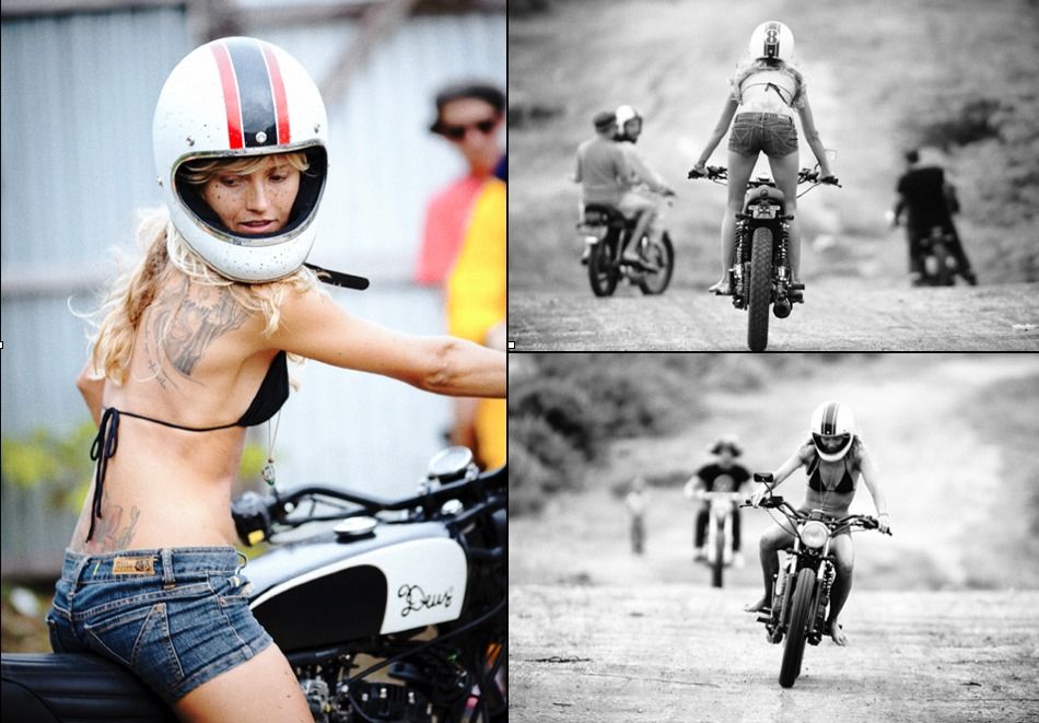 Vintage Motorcycle - surfing - bikini babe - motorcycle race - April 2011.png 950×661 pixels