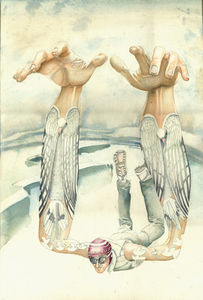 Watercolour illustration - The flight of Icarus - Greek myth - Watercolour illustrations | illustration portfolio | illustrator | Daniel Mackie