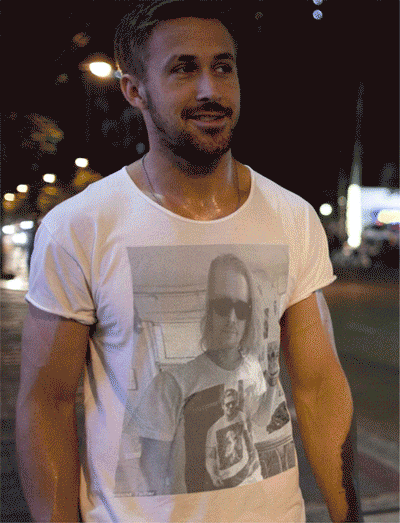 The Inception Continues As Ryan Gosling Wears A Photo Of Macaulay Culkin Wearing A Photo Of Ryan Gosling Etc.