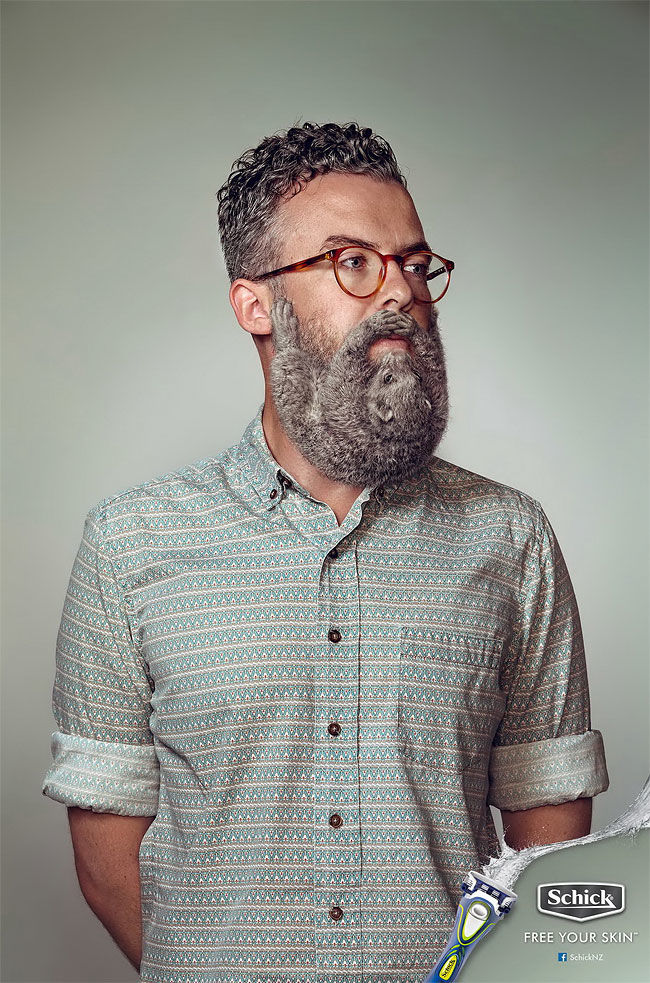 A Razor Brand is Trying to Dispel the â€˜Sexy Beardâ€™ Myth with Ads Showing Rodents Clinging to Menâ€™s Faces