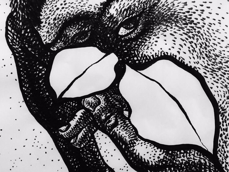 #art @elloart #drawing #analog #lowtech #ink #dotlinesurface #blackandwhite @ellotextures #figurative #leaf #beak - from @mplui on Ello.